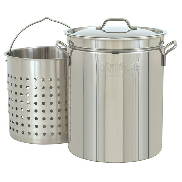 Bayou Classic Large 62 Quart Stainless Steel Soup Cooking Stock Pot with Basket